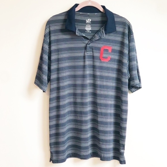 🆕 Cleveland Indians block C striped polo shirt - Picture 1 of 6